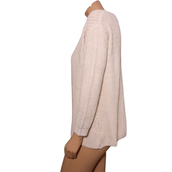 Cozy Casual Cream V-Neck Sweater with Lace-Up Front - Picture 2 of 7
